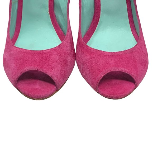 MELLOW YELLOW Nuevo Pink‎ Suede Peep Toe Slingback Bow Pumps - Picture 6 of 12